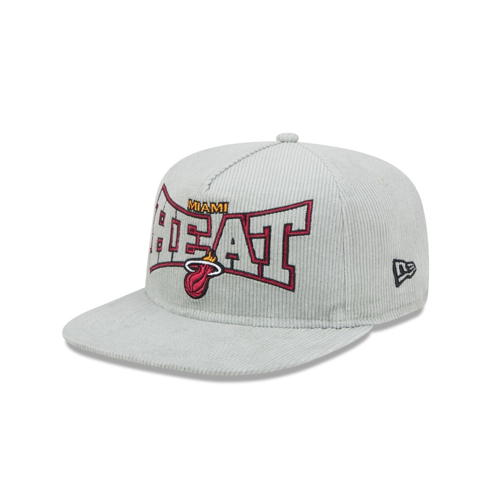 New Era Miami Heat Gray Cord Golfer Hat - One Size